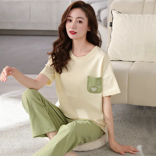 潞优野 短袖长裤薄款时尚舒适可外穿睡衣套装 女款