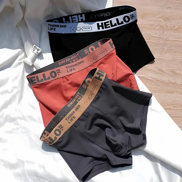 潞优野 高级感三条装莫代尔棉时尚运动透气四角裤男生短裤平角内裤 男款