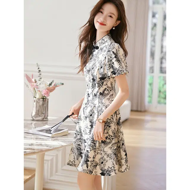潞优野 舒适时尚通勤百搭短袖连衣裙 女款