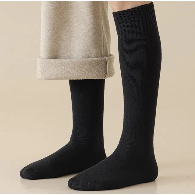 潞优野 防臭抗菌加绒加厚保暖冬天东北防寒羊毛小腿袜秋冬款高筒袜 男款
