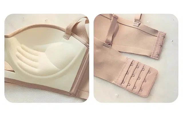 潞优野 性感小胸聚拢显大无痕收副乳防下垂上托内衣裤套装 女款 浅咖啡