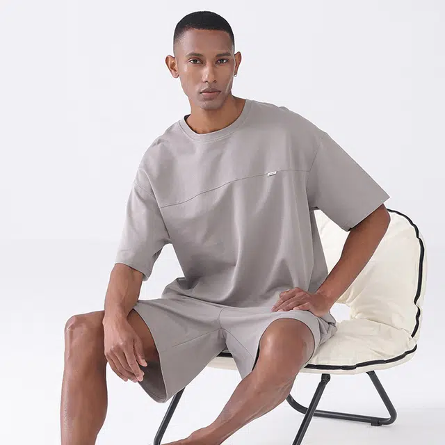 潞优野 短袖薄款简约宽松可外穿家居服夏季睡衣套装 男款