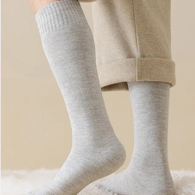 潞优野 防臭抗菌加绒加厚保暖冬天东北防寒羊毛小腿袜秋冬款高筒袜 男款