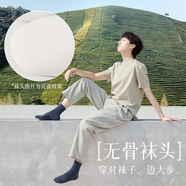 潞优野 轻奢高端品质纯棉抗菌运动吸汗防臭脚透气商务长袜秋冬中筒袜 男款