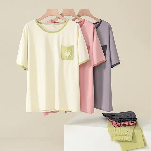 潞优野 短袖长裤薄款时尚舒适可外穿睡衣套装 女款