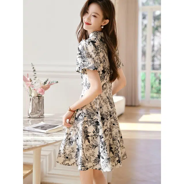 潞优野 舒适时尚通勤百搭短袖连衣裙 女款