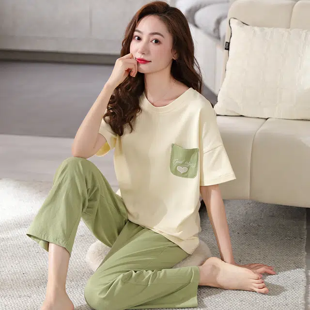 潞优野 短袖长裤薄款时尚舒适可外穿睡衣套装 女款