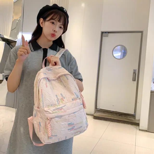 雅鹿 大容量主袋 织物 双肩包 女款 黑色/紫色/黄色/白色/粉色