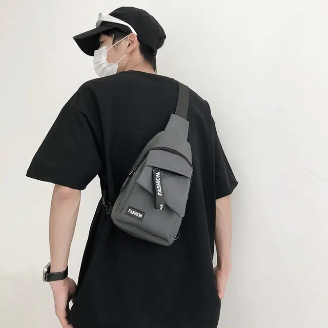 雅鹿 拉链开合休闲简约 尼龙 胸包斜挎包 男款 迷彩蓝/迷彩黑/灰色/黑色/蓝色