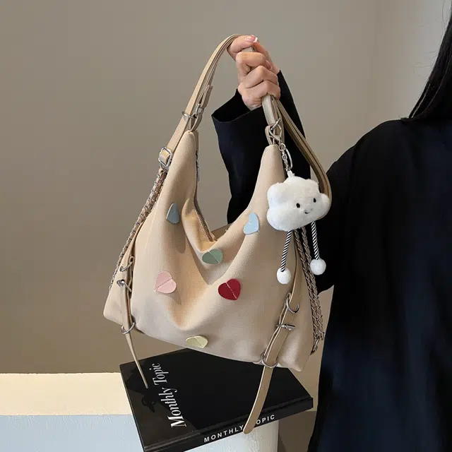雅鹿 小众休闲简约日常通勤时尚百搭 布 单肩包 女款 黑色/米白色/蓝色/卡其色