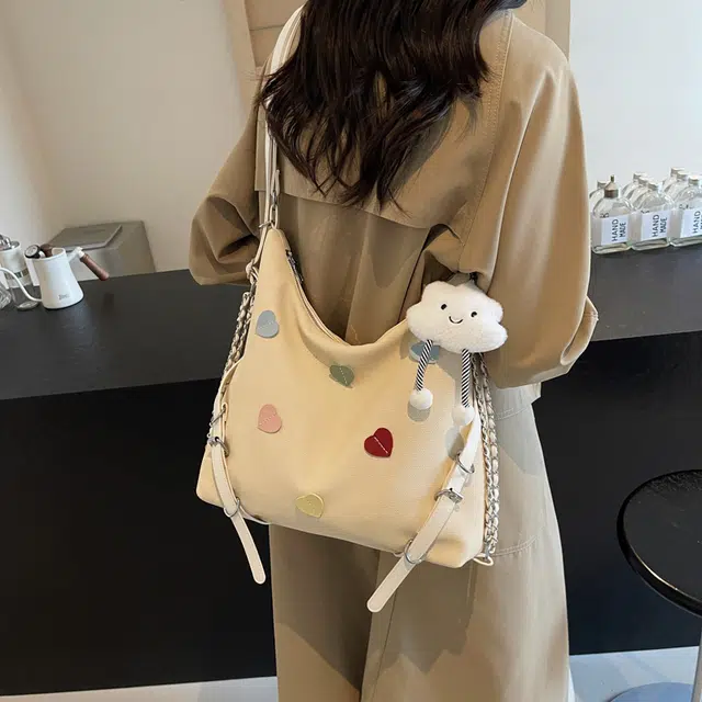 雅鹿 小众休闲简约日常通勤时尚百搭 布 单肩包 女款 黑色/米白色/蓝色/卡其色