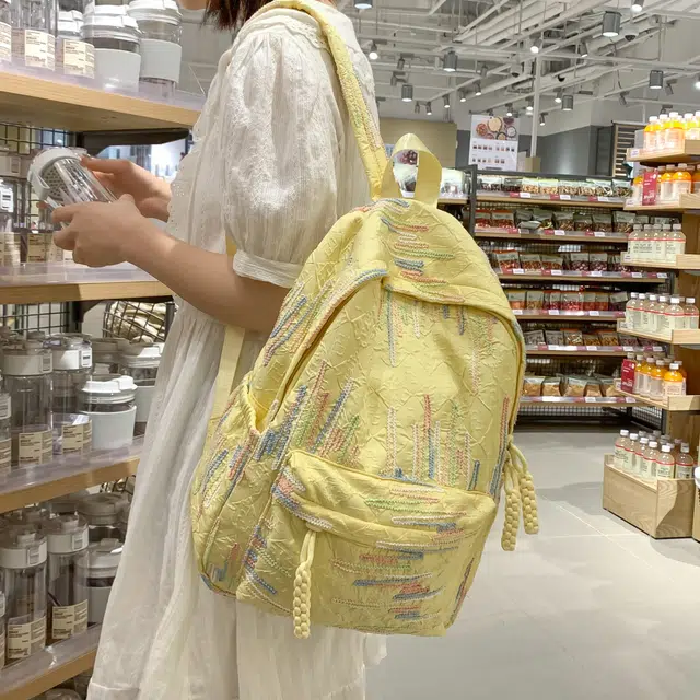 雅鹿 大容量主袋 织物 双肩包 女款 黑色/紫色/黄色/白色/粉色