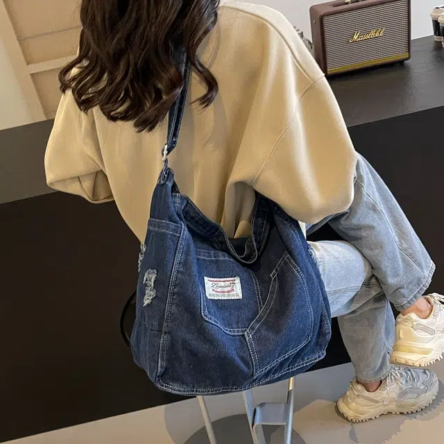 雅鹿 简约轻便通勤休闲百搭 牛仔布 单肩包 女款 黑色/浅蓝色/深蓝色