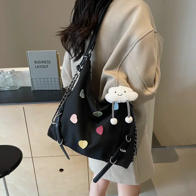 雅鹿 小众休闲简约日常通勤时尚百搭 布 单肩包 女款 黑色/米白色/蓝色/卡其色