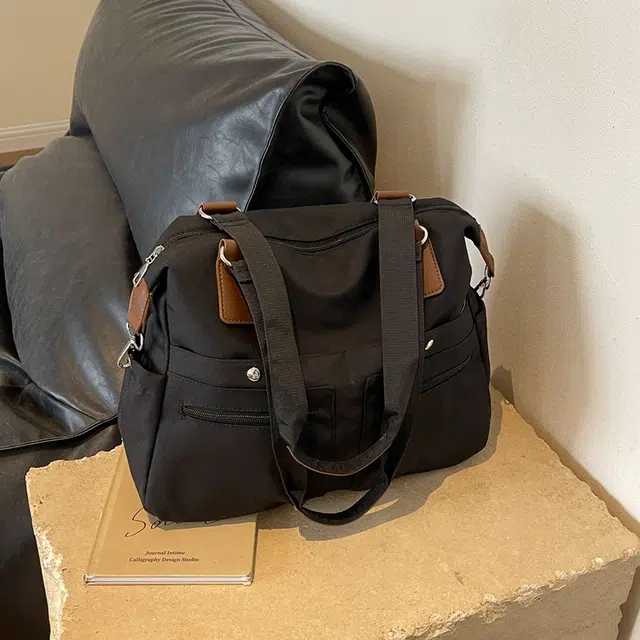 雅鹿 百搭上班通勤 高级时尚可单肩可斜挎 帆布 帆布包手提包 女款 黑色/卡其色/白色