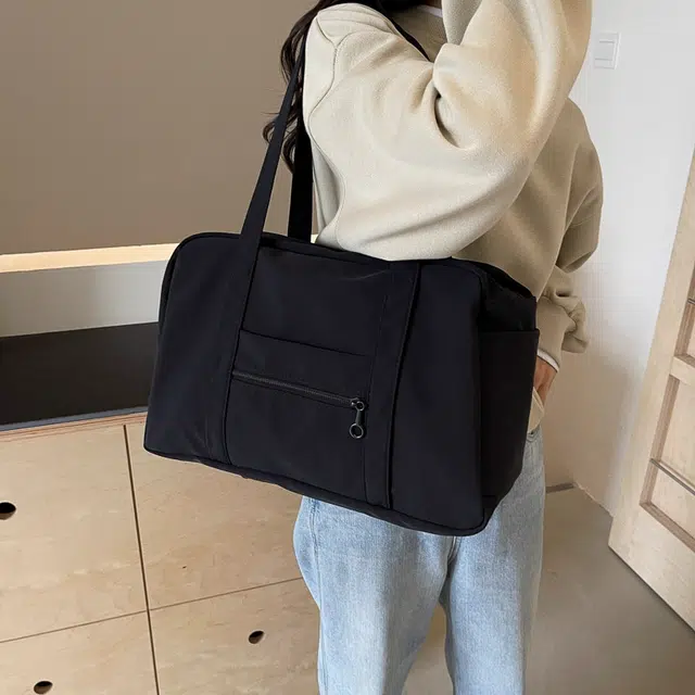 雅鹿 高颜值大容量休闲出差韩系通勤托特包 尼龙 手提包 常规 女款 黑色/绿色/灰色/米白色