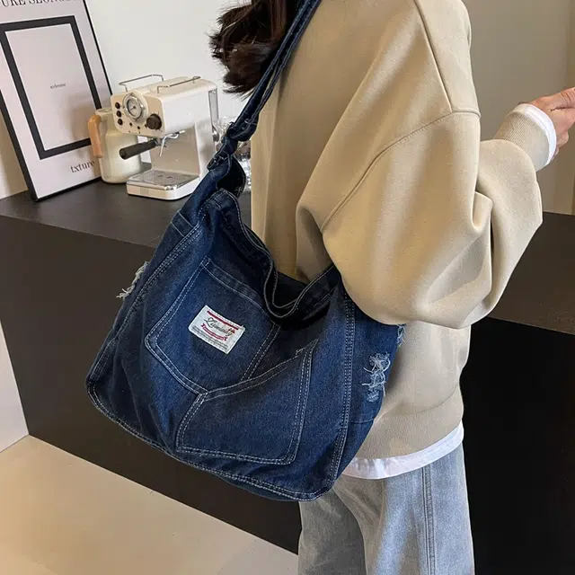 雅鹿 简约轻便通勤休闲百搭 牛仔布 单肩包 女款 黑色/浅蓝色/深蓝色