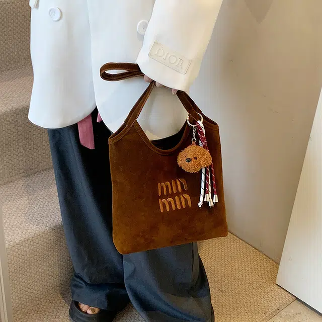 雅鹿 高级感通勤休闲百搭 丝绒 单肩包 常规 女款 黑色/红色/棕色/咖色