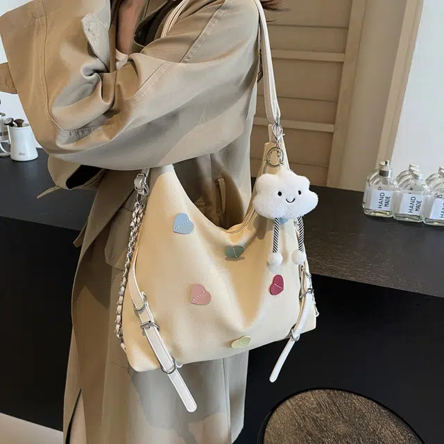 雅鹿 小众休闲简约日常通勤时尚百搭 布 单肩包 女款 黑色/米白色/蓝色/卡其色