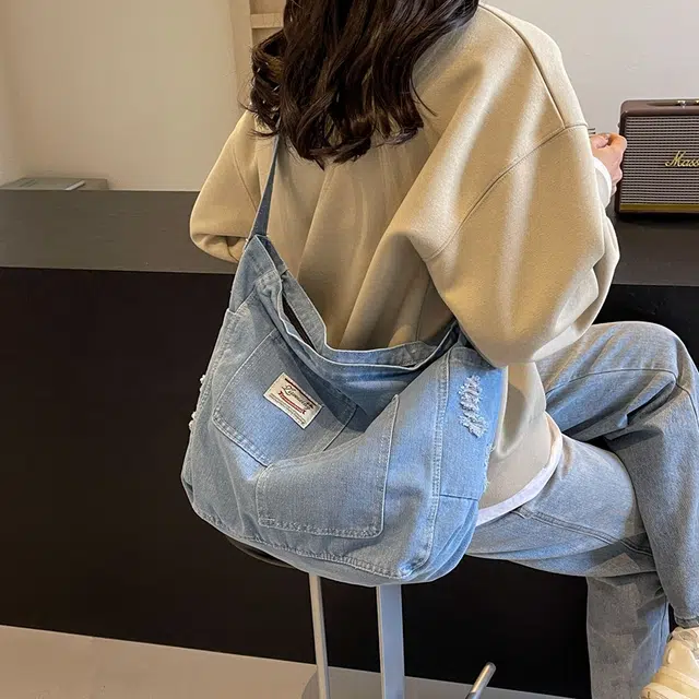 雅鹿 简约轻便通勤休闲百搭 牛仔布 单肩包 女款 黑色/浅蓝色/深蓝色