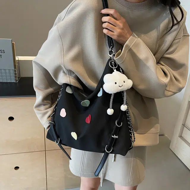 雅鹿 小众休闲简约日常通勤时尚百搭 布 单肩包 女款 黑色/米白色/蓝色/卡其色