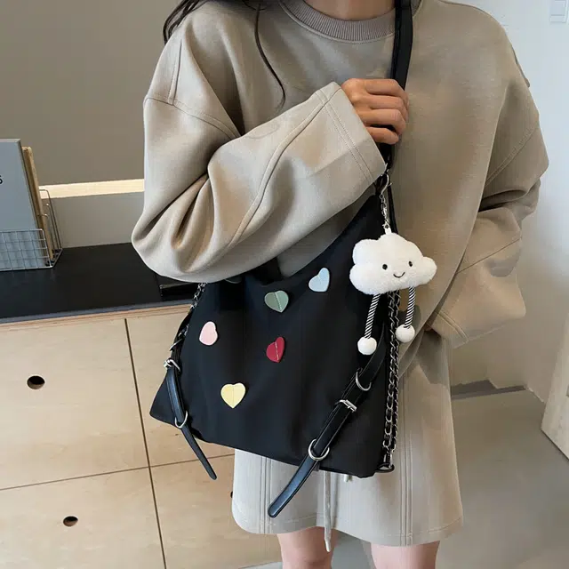 雅鹿 小众休闲简约日常通勤时尚百搭 布 单肩包 女款 黑色/米白色/蓝色/卡其色