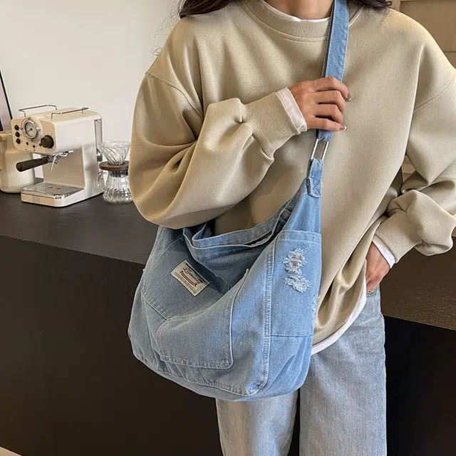 雅鹿 简约轻便通勤休闲百搭 牛仔布 单肩包 女款 黑色/浅蓝色/深蓝色