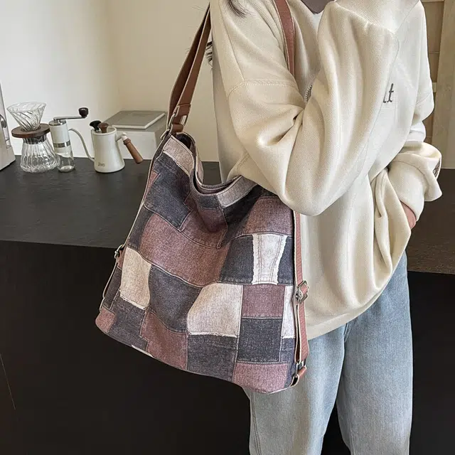 雅鹿 通勤休闲百搭 牛仔布 单肩包 女款 黑茶色/棕色/蓝色