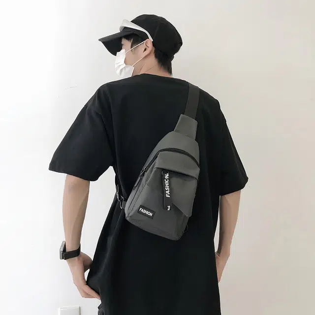雅鹿 拉链开合休闲简约 尼龙 胸包斜挎包 男款 迷彩蓝/迷彩黑/灰色/黑色/蓝色