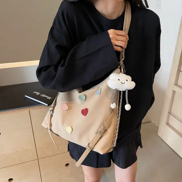 雅鹿 小众休闲简约日常通勤时尚百搭 布 单肩包 女款 黑色/米白色/蓝色/卡其色