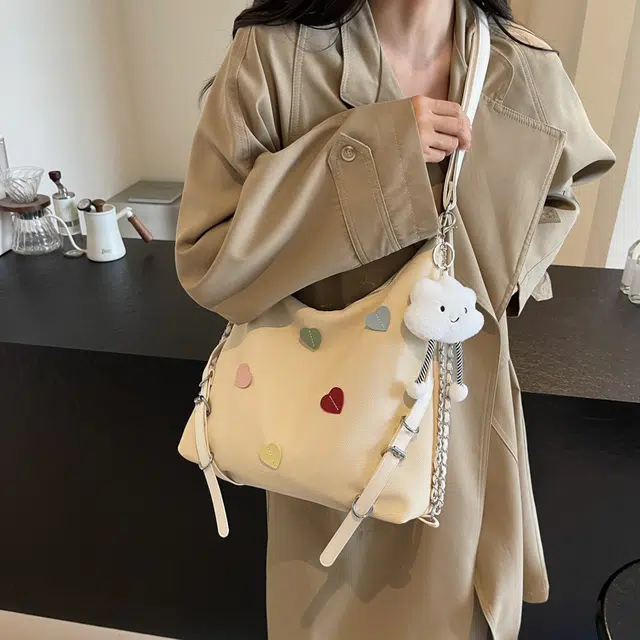 雅鹿 小众休闲简约日常通勤时尚百搭 布 单肩包 女款 黑色/米白色/蓝色/卡其色