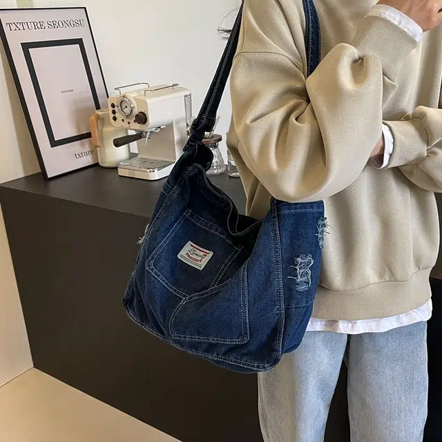 雅鹿 简约轻便通勤休闲百搭 牛仔布 单肩包 女款 黑色/浅蓝色/深蓝色