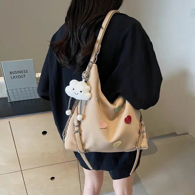 雅鹿 小众休闲简约日常通勤时尚百搭 布 单肩包 女款 黑色/米白色/蓝色/卡其色