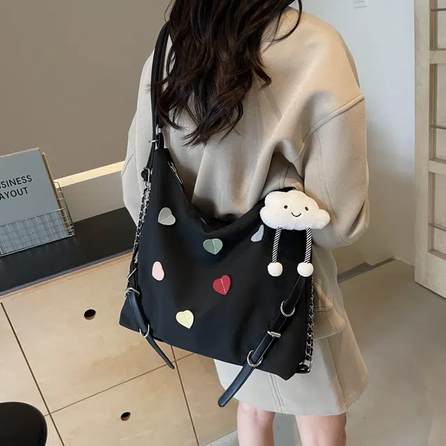 雅鹿 小众休闲简约日常通勤时尚百搭 布 单肩包 女款 黑色/米白色/蓝色/卡其色