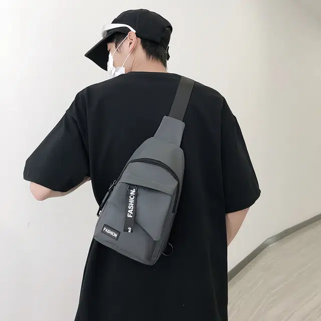 雅鹿 拉链开合休闲简约 尼龙 胸包斜挎包 男款 迷彩蓝/迷彩黑/灰色/黑色/蓝色