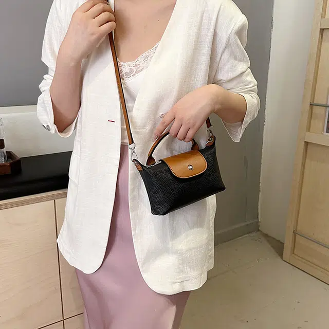雅鹿 潮流时尚简约大气 牛皮 单肩包手提包 女款 黑色/卡其色/白色