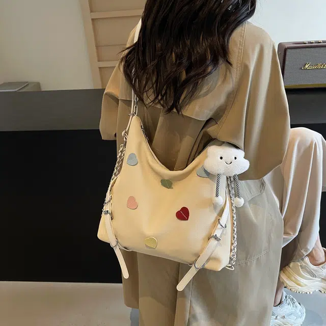 雅鹿 小众休闲简约日常通勤时尚百搭 布 单肩包 女款 黑色/米白色/蓝色/卡其色