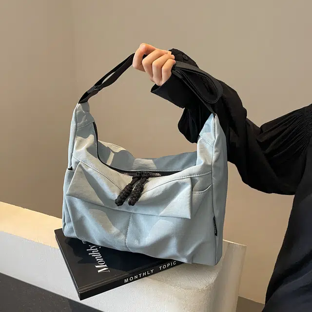 雅鹿 百搭日系简约通勤休闲 布 单肩包 女款 黑色/卡其色/蓝色