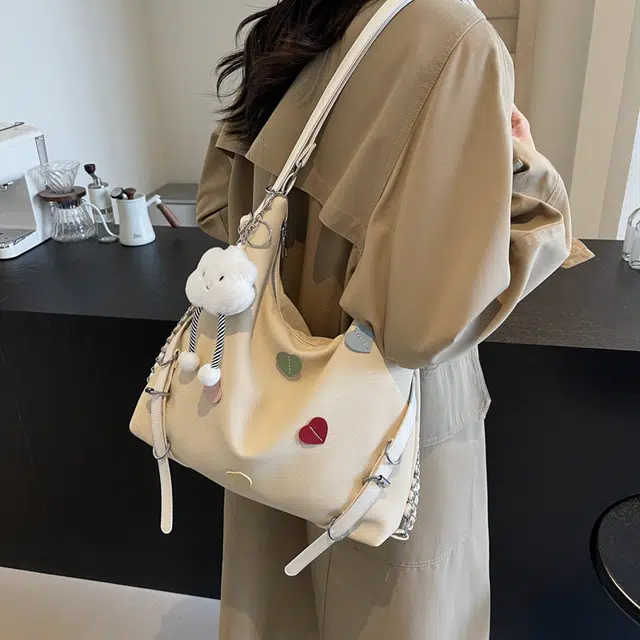 雅鹿 小众休闲简约日常通勤时尚百搭 布 单肩包 女款 黑色/米白色/蓝色/卡其色