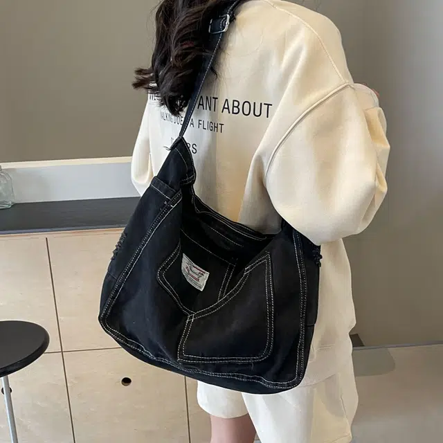 雅鹿 简约轻便通勤休闲百搭 牛仔布 单肩包 女款 黑色/浅蓝色/深蓝色