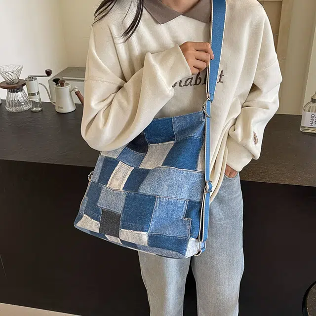 雅鹿 通勤休闲百搭 牛仔布 单肩包 女款 黑茶色/棕色/蓝色