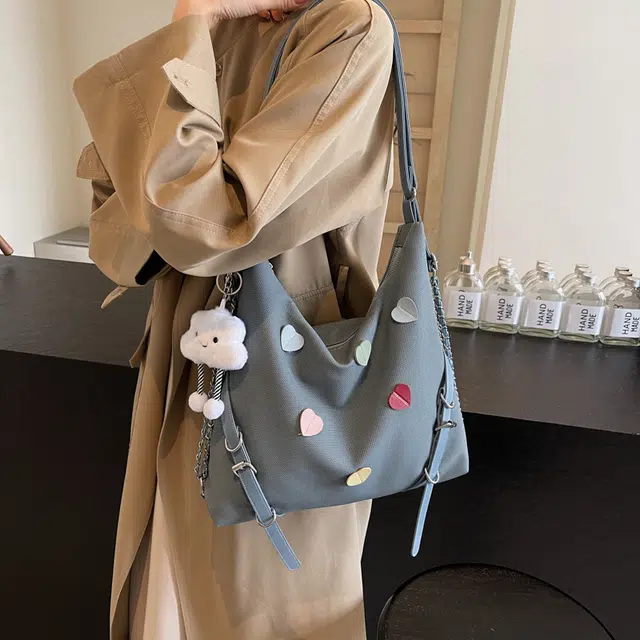 雅鹿 小众休闲简约日常通勤时尚百搭 布 单肩包 女款 黑色/米白色/蓝色/卡其色