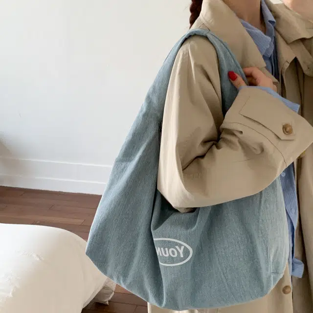 布依诺 复古质感做旧学院风 牛仔布 腋下单肩包 女款 蓝色/黑色