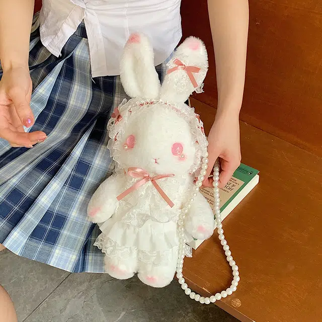 布依诺 蕾丝可爱少女心洛丽塔高颜值 毛料 斜挎包单肩包 女款 白色