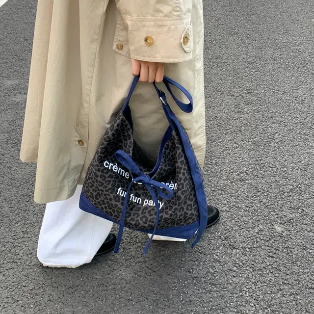 布依诺 复古豹纹双面包大容量美拉德风通勤托特包 帆布 单肩包 常规 女款 蓝色/绿色