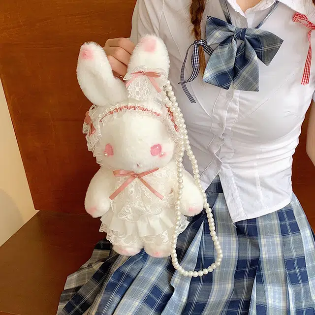 布依诺 蕾丝可爱少女心洛丽塔高颜值 毛料 斜挎包单肩包 女款 白色