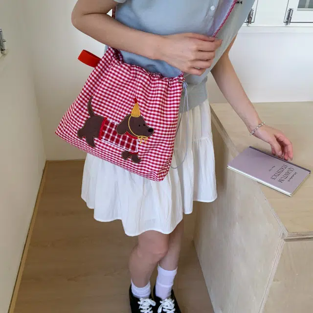 布依诺 撞色格子简约可爱通勤百搭 帆布 托特包斜挎单肩包 女款 多色