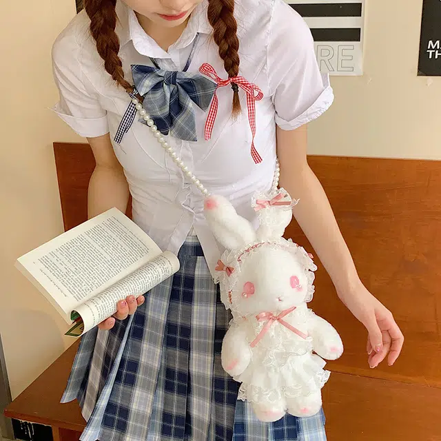 布依诺 蕾丝可爱少女心洛丽塔高颜值 毛料 斜挎包单肩包 女款 白色