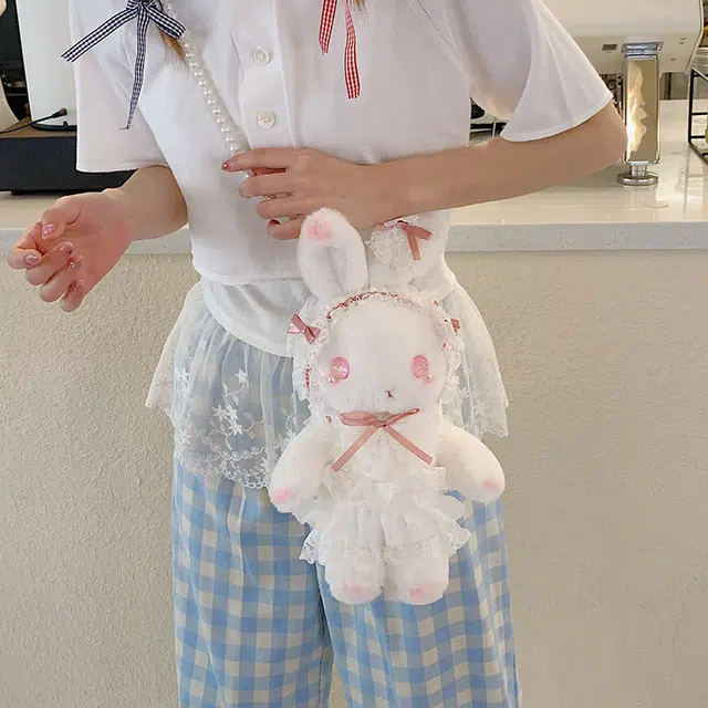 布依诺 蕾丝可爱少女心洛丽塔高颜值 毛料 斜挎包单肩包 女款 白色