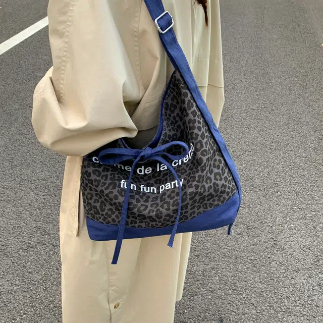 布依诺 复古豹纹双面包大容量美拉德风通勤托特包 帆布 单肩包 常规 女款 蓝色/绿色